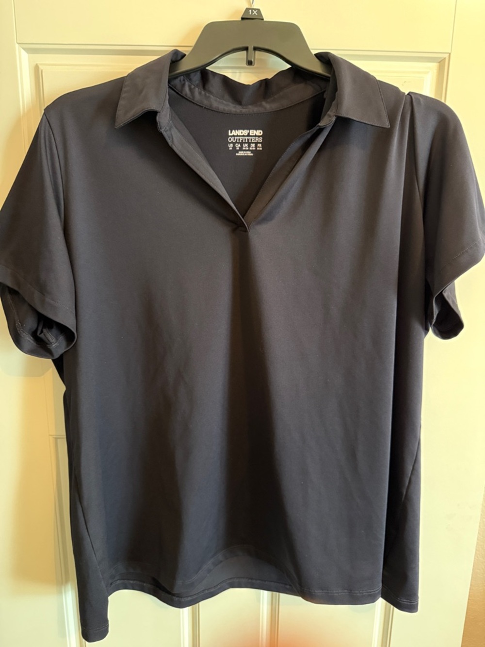 Lands' End The Outfitters Womens Polo Shirt Top Short Sleeve Navy Blue 2X